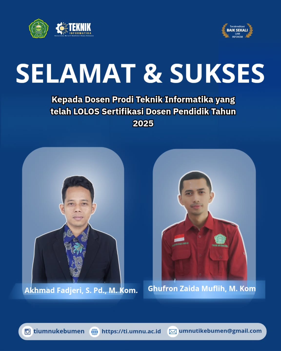 Komitmen pada Pendidikan Berkualitas, Dosen Teknik Informatika UMNU Kebumen Lolos Sertifikasi Pendidik 2025